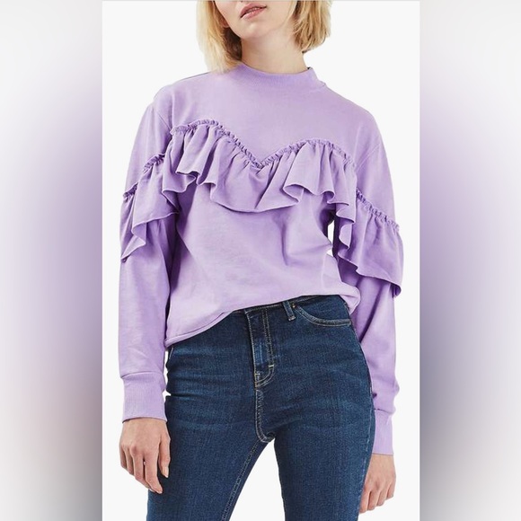 Topshop Sweaters - TOPSHOP Jersey Ruffle Sweater size 8 USA